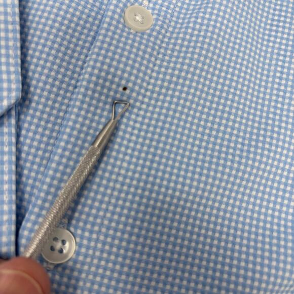 Mizzen & Main Medium Trim Fit Blue Check Pattern Long Sleeve Button Down Shirt - Picture 3 of 6